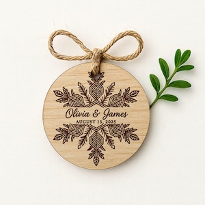 Custom Wooden Wedding Favors - Bulk Engraved Ornaments, Rustic Guest Gifts, Personalized Coasters & Magnets - Family Reunion Keepsakes