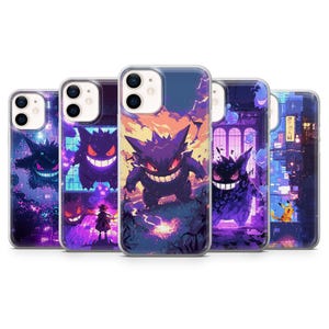 Custodia per telefono Gengar Pokemon Pikachu per iPhone 16E, Pro, 15, 14, 13, 12, Samsung S25, S23FE, A56, A16, Pixel 9Pro, 9a, 8A