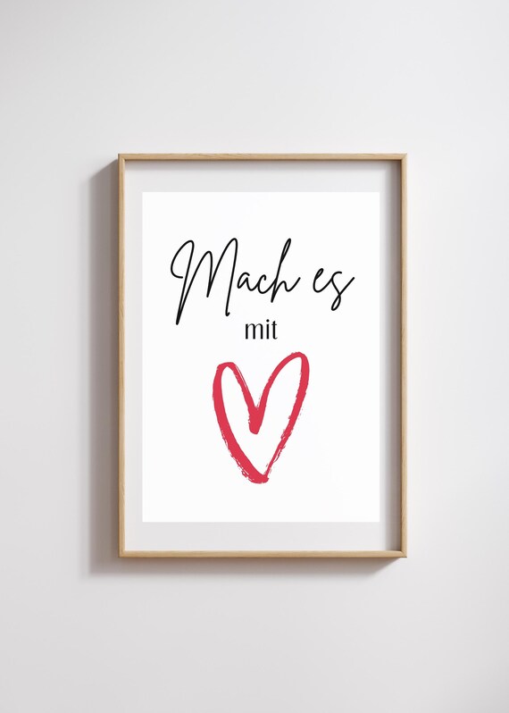 Do it with heart – Digital poster with saying | Printable wall decoration | A4, A3, 8x10", 50 x 70 cm