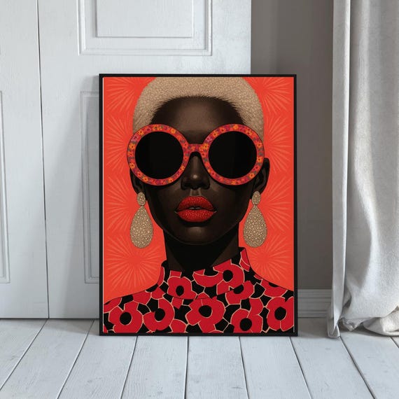 Digital Poster Afro Woman – Art Print Fashion Illustration – Wall Art Modern A4 A3 30x40 50x70 8x10 – Instant Download