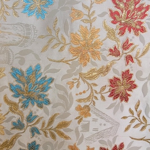 Vintage Valencian Brocade Fabric Fragment – Traditional Spanish Costume Textile