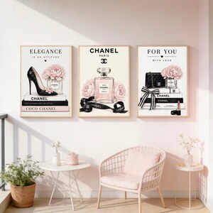 Pink Fashion Wall Art Set of 3, Coquette Printable Wall Art, Glam Gallery Wall Prints, Feminine Bedroom Decor, Luxury Inspired Decor image 2