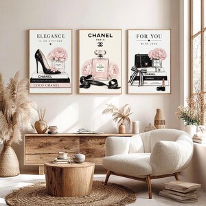 Pink Fashion Wall Art Set of 3, Coquette Printable Wall Art, Glam Gallery Wall Prints, Feminine Bedroom Decor, Luxury Inspired Decor image 3