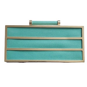 Bolso de mano con marco retro verde menta y marco dorado