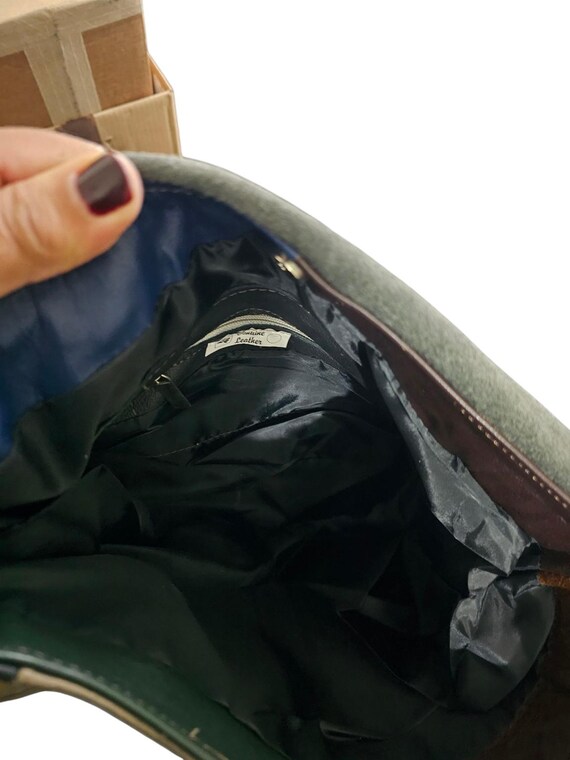 Real Leather Multi-Color Block Fringe Messenger B… - image 4