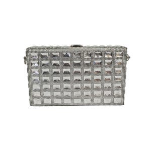 Jewel Clear Beaded Clutch Handbag, Allover Rhinestone and Clear Beads Frame Clutch Bag, Great Gift For Her
