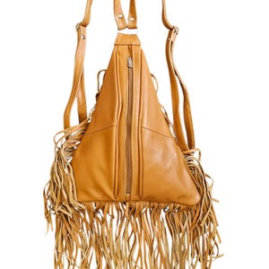 【SATIIIZ】Flan Fringe Vintage Backpack Vintage Leather Fringe Backpack - Etsy