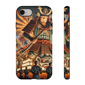 Samurai telefoonhoesje, telefoonhoesje voor stevige cases, Samurai kunst, unieke telefoonaccessoires, cadeau voor animeliefhebbers, coole gadgets
