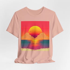 Vibrant Sunset Summer Shirt, Aesthetic Beach Tee, Colorful Sunset Graphic Shirt, Coastal Vacation Shirt, Gift for Summer Lovers