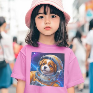 Astronaut Dog Kids Tee, Space Adventure Pet Shirt, Cute Animal Summer Children Tee, Dog Lover Owner Shirt, Son Birthday Gift, Kids Space Tee