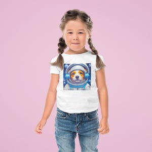 Astronaut Dog Kids Tee, Space Adventure Pet Shirt, Cute Animal Summer Children Tee, Dog Lover Owner Shirt, Son Birthday Gift, Kids Space Tee