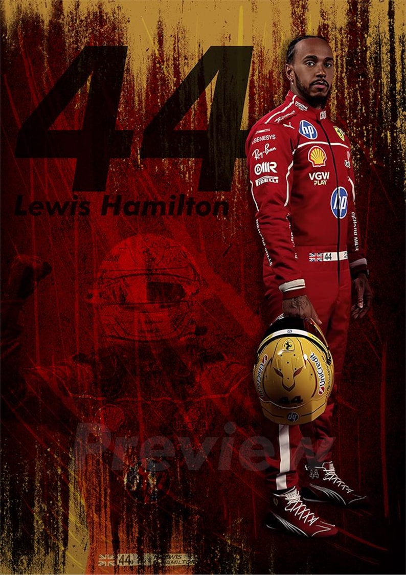 Impression d'art Lewis Hamilton Ferrari SF25 : affiche de Formule 1