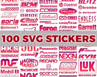 100 Car Stickers SVG Bundle: Auto Graphics Decal Pack (Digital Download)