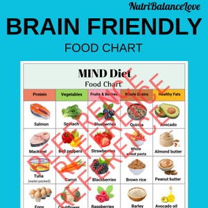 MIND Diet Grocery List Printable,MIND Diet Food Chart,Brain Healthy Eating Guide,Low Sugar DASH, Mind Diet Food Chart, Diet Food Chart pdf