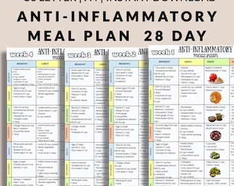 28-Day Anti-Inflammatory Meal Plan,4-Week Anti-Inflammation Diet Guide, Nourishing Recipes for Joint Health & Energy,Digital Weight Loss PDF