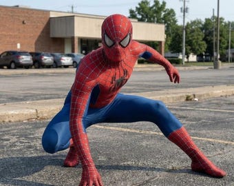 Klassisches Spider-Man-Kostüm für Erwachsene – Rot-blauer Spinnennetz-Body, Superhelden-Cosplay-Anzug mit Vollmaske, Halloween-Comic-Helden-Outfit