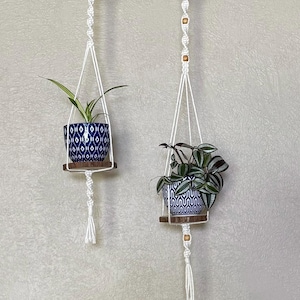 Macetero colgante de macramé – Macetero colgante bohemio hecho a mano para plantas de interior