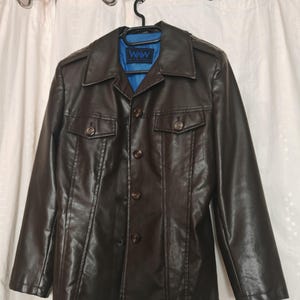 vintage des années 70 Style veste en cuir marron unisexe taille M rétro Rare