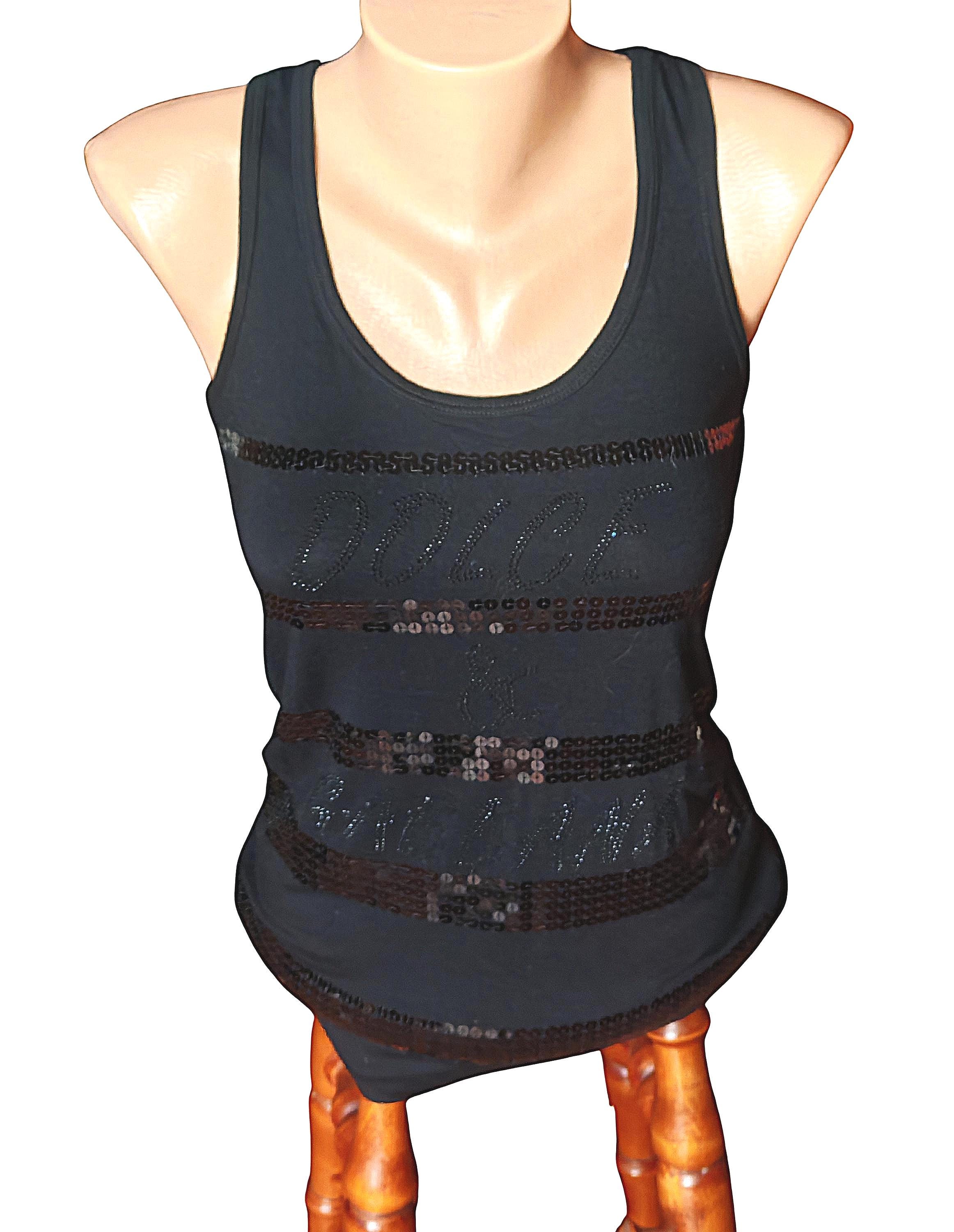 Y2K ドルチェ＆ガッバーナ D&G ブラック スパンコール タンクトップ
