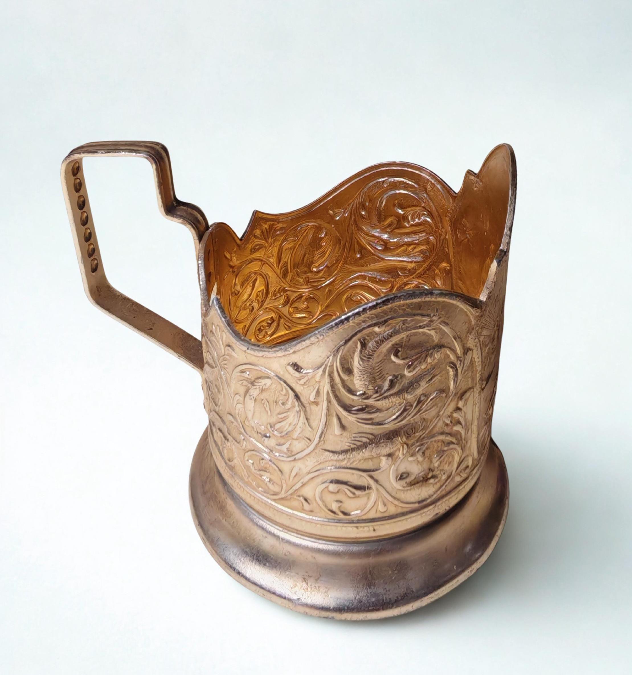 OLD USSR PORTE-GOBELET Paix Colombe Faucille Marteau Emblème 1960