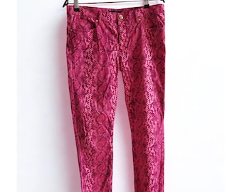 Y2K Juicy Couture Skinny  Ankle-length Mid Rise Jeans Pink Phyton Print size 30