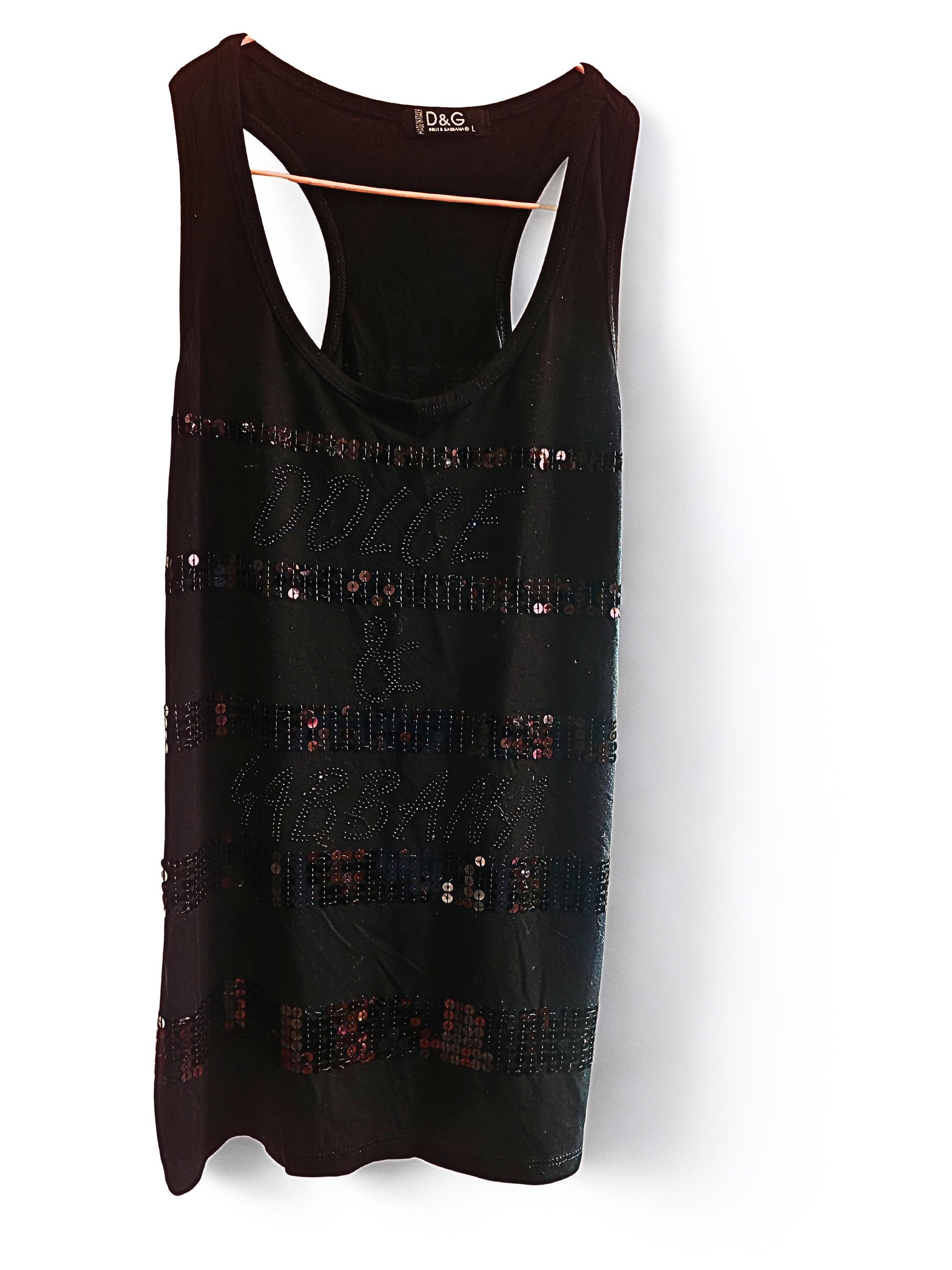 D&G Dolce & Gabbana スパンコール　タンクトップ　ブラック Y2K ドルチェ＆ガッバーナ D&G ブラック スパンコール タンクトップ