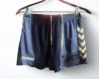 Y2K Hummel Chevron Graphic Sport Navy and White Vintage Retro Shorts Sprinter size S
