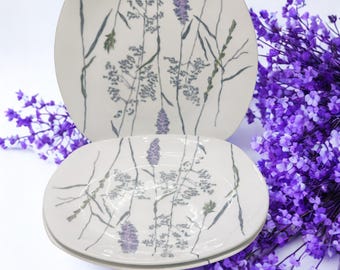 Midwinter Pottery Whispering Grass 3 Side Plates designed by Jessie Tait in 1960s set of 3