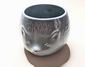 Vintage Next Ceramic 3D Hedgehog-shaped Grey Blue Small Mug Coffee Tea Cup