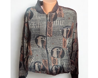 VTG Y2K Rare damesbomberjack met oude kunst grafische print 38 EUR hippie