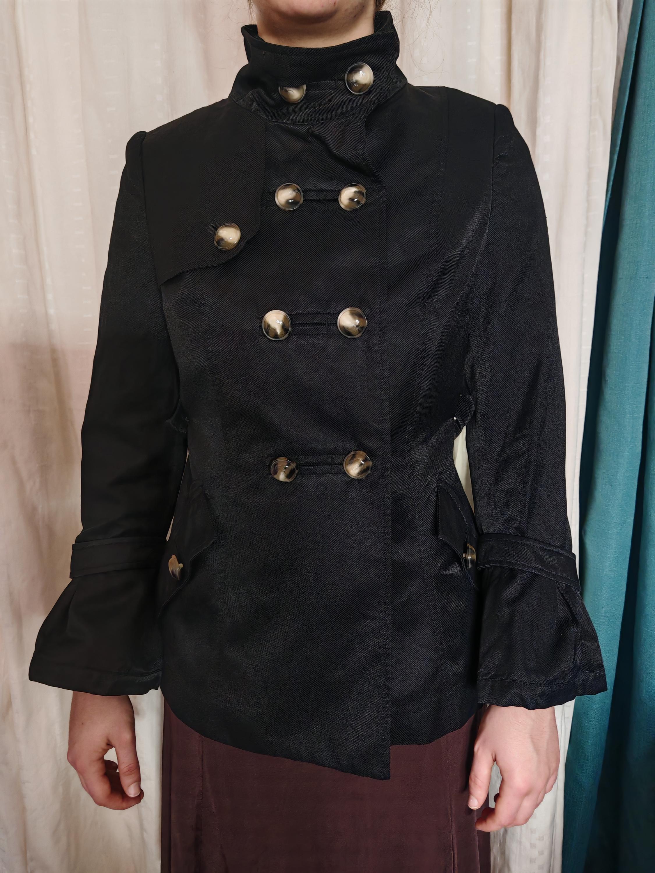 Vintage Gothic Designer Formula Joven Black Cotton Double Breasted