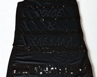 Y2K ドルチェ＆ガッバーナ D&G ブラック スパンコール タンクトップ