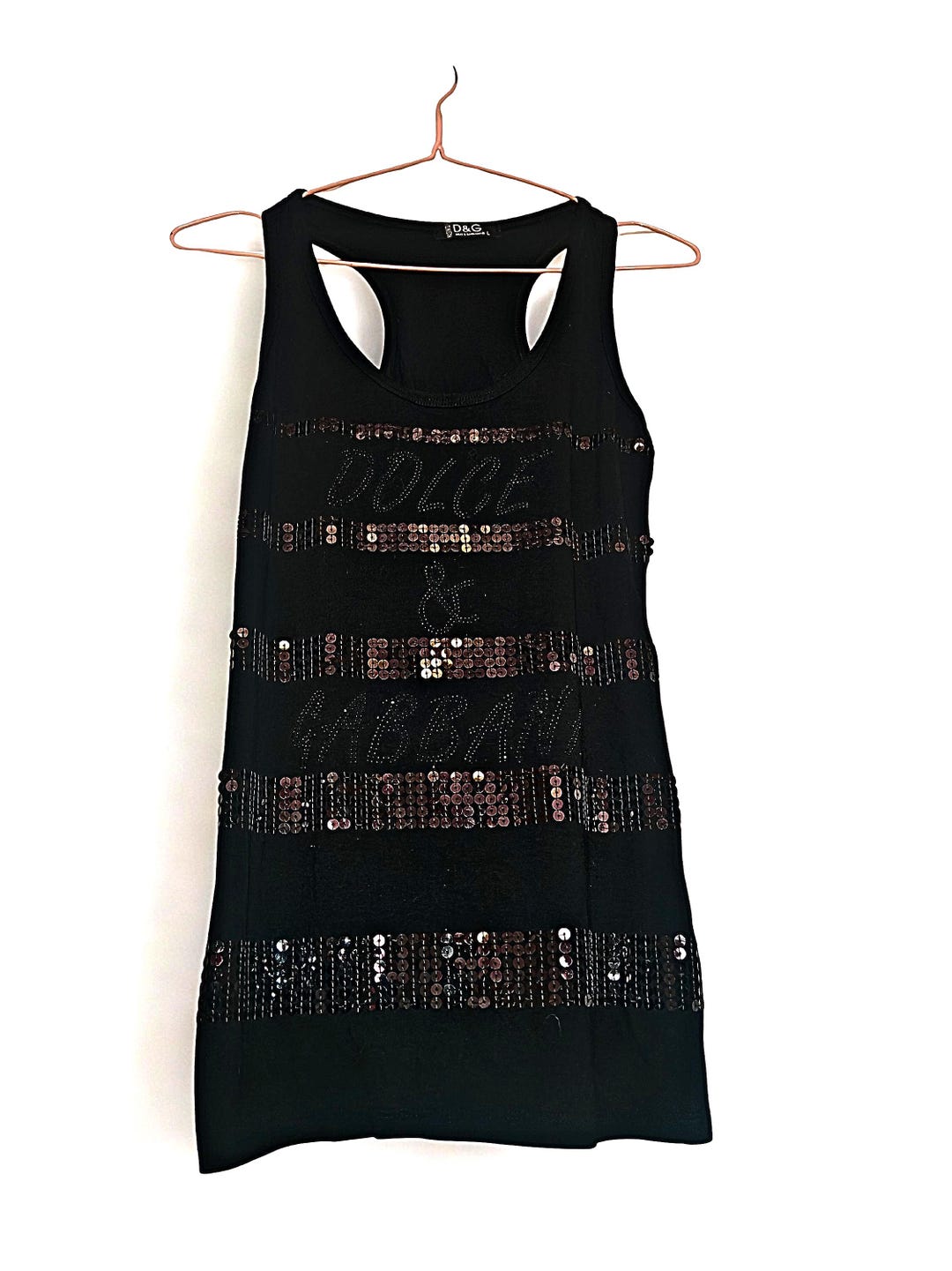 D&G Dolce & Gabbana スパンコール　タンクトップ　ブラック Y2K ドルチェ＆ガッバーナ D&G ブラック スパンコール タンクトップ