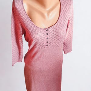 Vintage Women's Pink Angora Lambswool Cashmere Blend Sweater Dress Size UK 12R