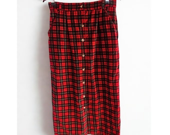 90s EAGLES EYE Velvet TARTAN Plaid Maxi Women's Skirt size M Dark Academia Prep Town & Country Heritage