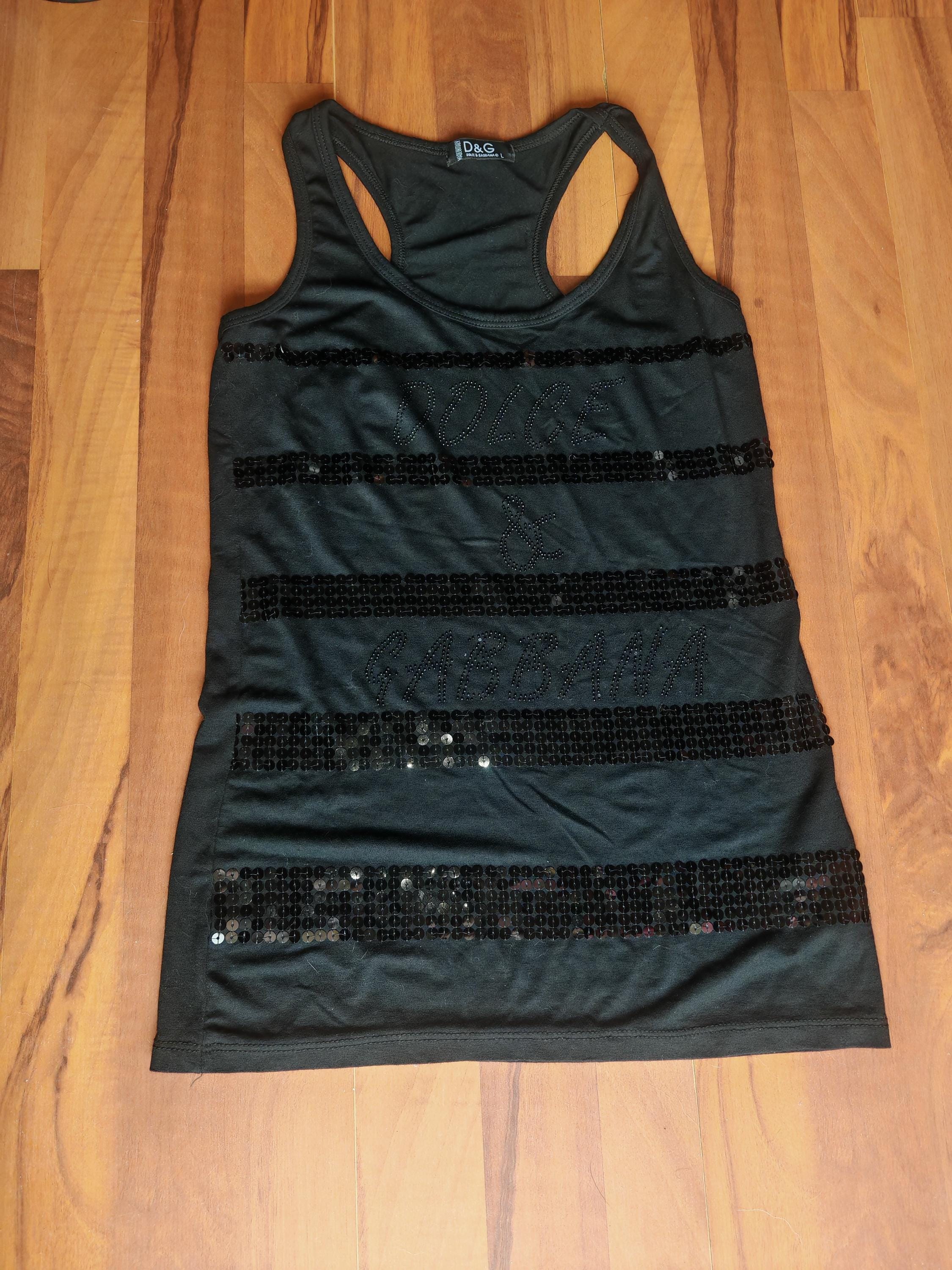 Y2K ドルチェ＆ガッバーナ D&G ブラック スパンコール タンクトップ