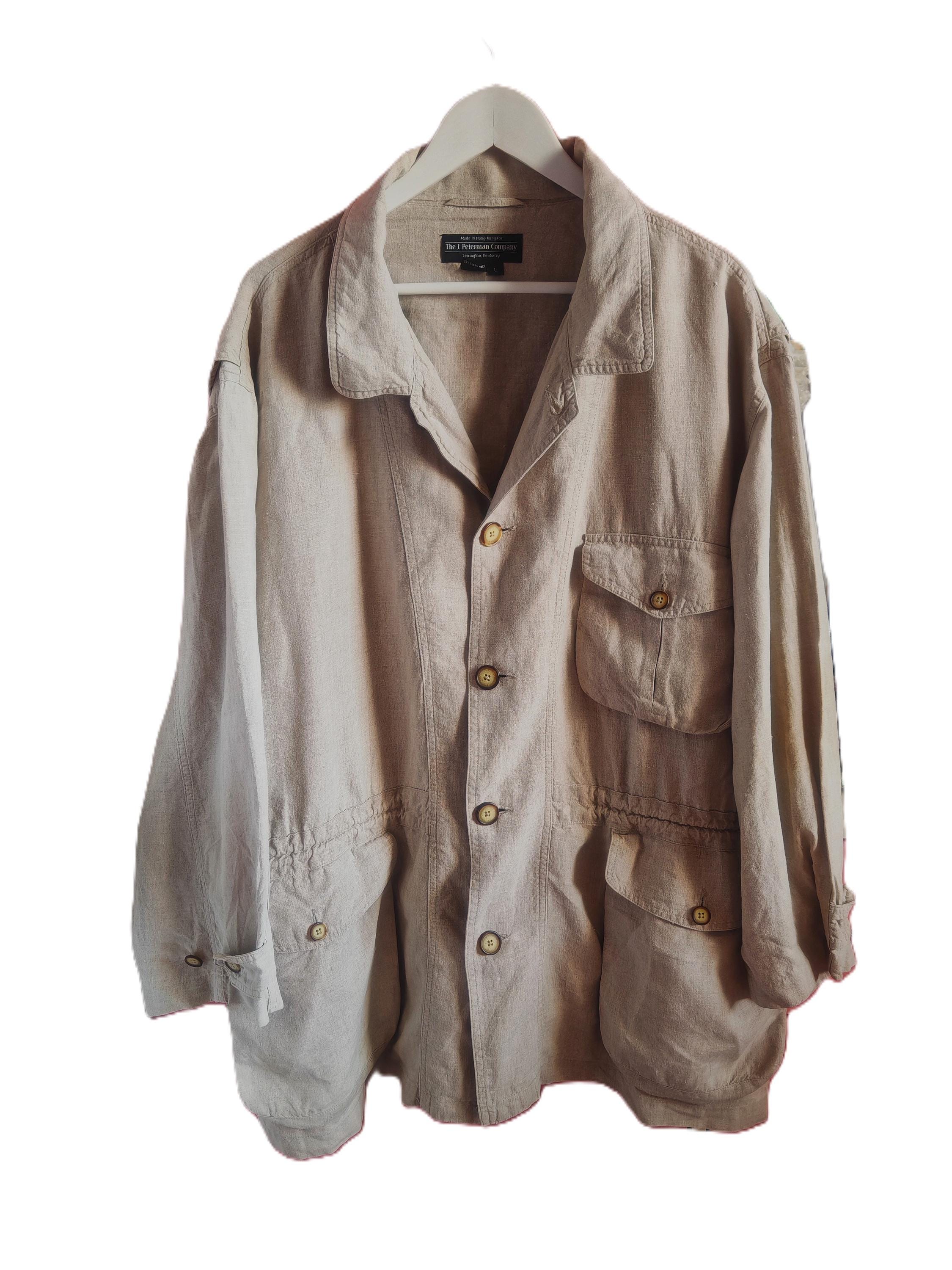 Vintage the J. Peterman Company 100 % Linen Safari Field Jacket 