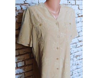 Chemise hawaïenne en lyocell des années 90 : fleurs boutonnées, taille 44 EUR UK16