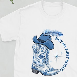 Chinoiserie Cowboy T Shirt, Not My First Rodeo, Western Graphic Tee, Country Outfit, Rodeo Shirt, Cowboy Fashion
