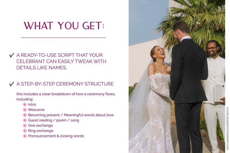 Curated visual reference: Picture Idea: Pre Written Script Wedding Ceremony Celebrant Script Officiant Complete