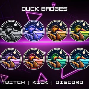 Duck Badges For Twitch/YouTube/Discord | Bit Badges | Twitch Sub Badges | Animal Badges | Discord Roles | Stream Badges.