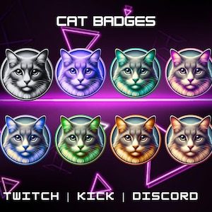 Katzen Abzeichen für Twitch, YouTube, Kick & Discord | Gebissabzeichen | Unter Abzeichen | Tier Anstecker | Badges | Discord Rollen.