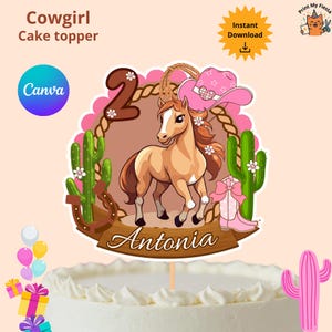 Cowgirl Birthday Cake Topper, Western Themed Party, Personalized Rodeo Cake Topper, Horse Cake Topper, Cowgirl Theme Party, Cowgirl Boots