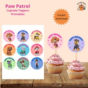 Paw Patrol Cupcake Toppers: Birthday Party Decorations (Digital PDF File Two Sizes)