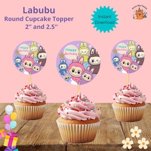 Labubu Cupcake Toppers: Funny Party Decorations (Digital PDF File) Two Sizes