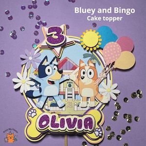 Personalized Bluey Cake Topper: Birthday Party Decor