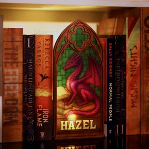 Personalized Gothic Book Nook with Light - Fantasy Windows Book Nook, Bookish Decor, Fantasy Dragon Decor, Book Lover Gift, Bookshelf Decor