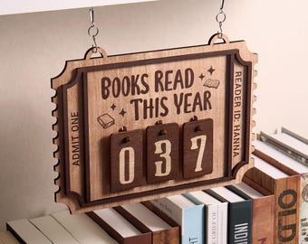 パーソナライズされた読書トラッカー - Bookishチケットサイン、今年読んだ本のカウンター、本棚の装飾、読書家へのギフト、読書愛好家へのギフト