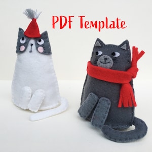 DIY Felt Cats Sewing Pattern: Christmas Ornament (PDF Pattern)
