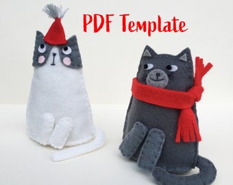 DIY Felt Cats PDF step by step sewing pattern christmas ornament felt cats pattern christmas crafts